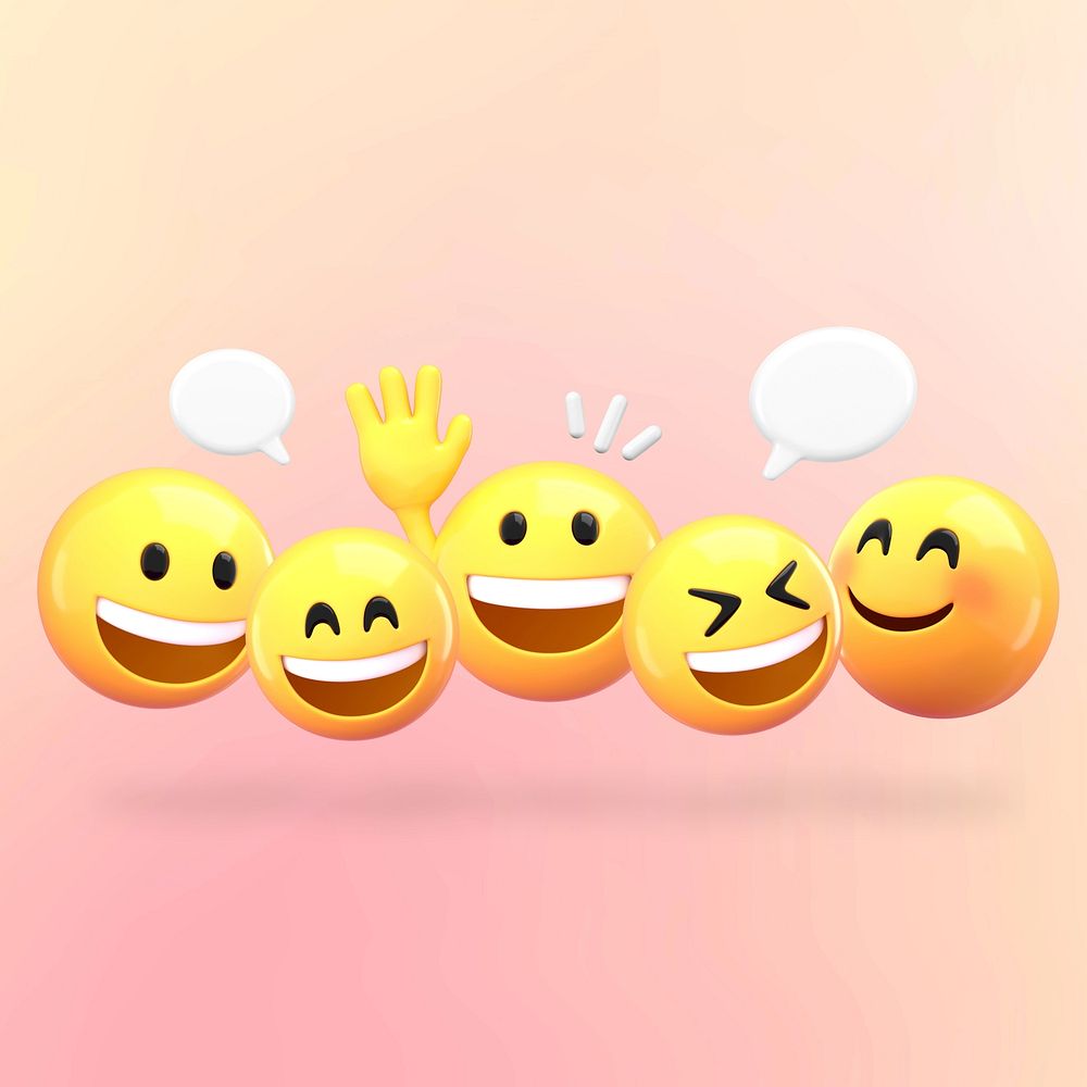 Texting emoticons, 3D emoji illustration