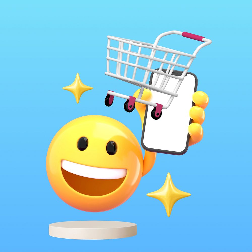 Online shopping 3D emoji, e-commerce design