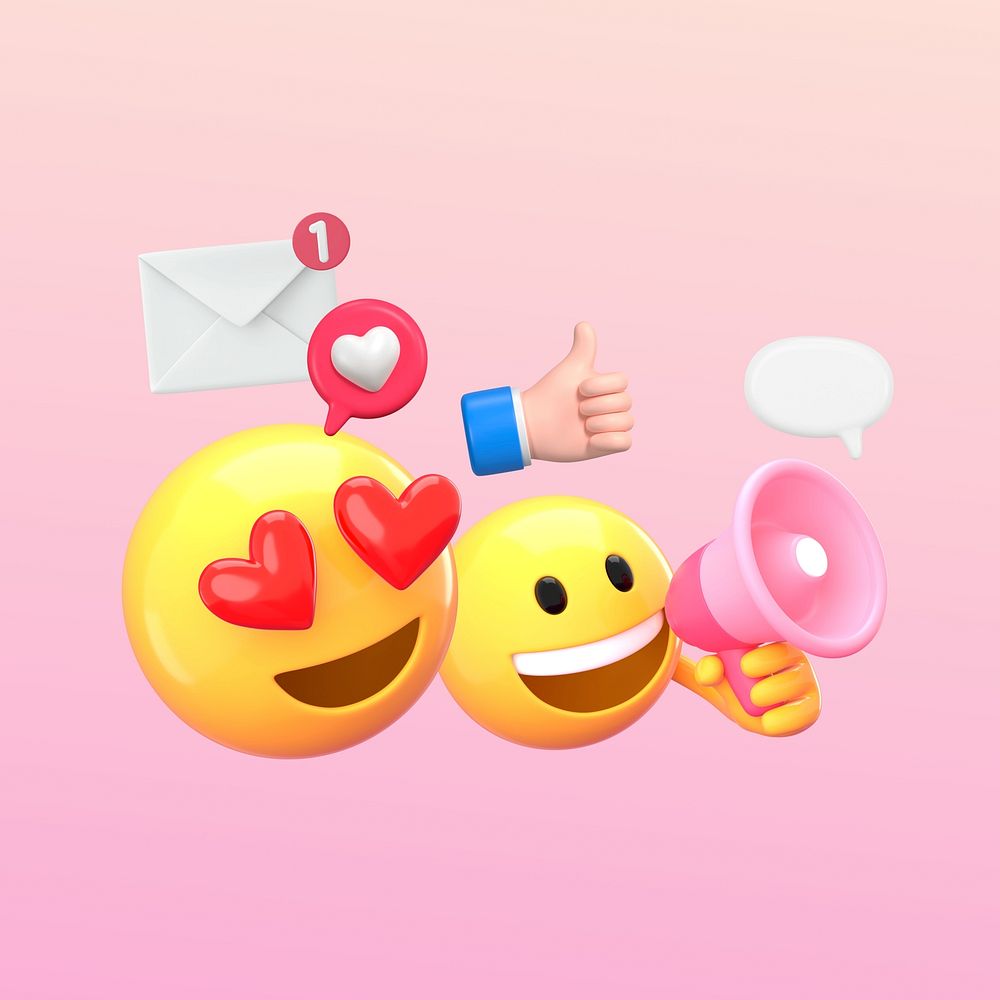 Online marketing emoticons, 3D emoji