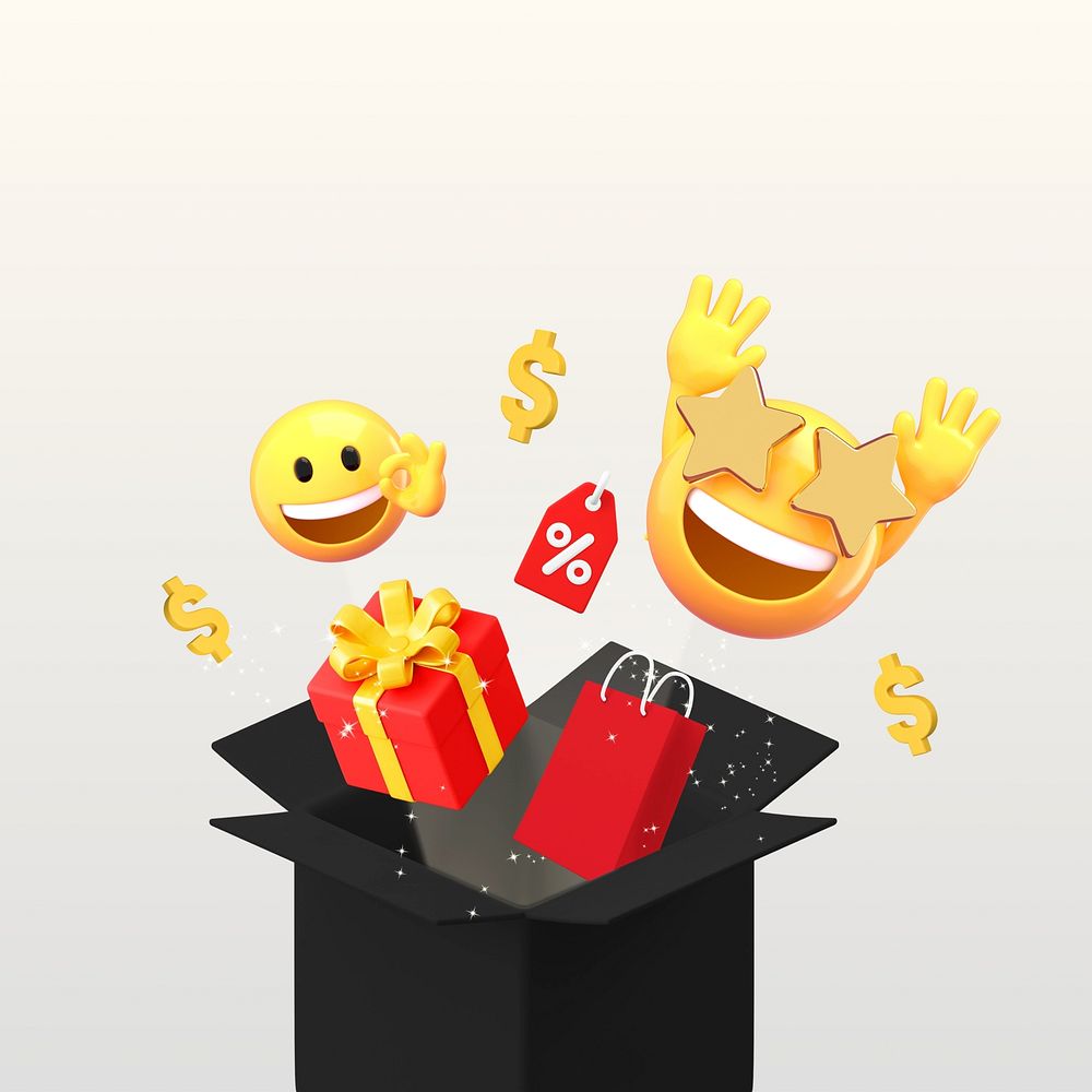 Black Friday sale background, 3D emoji