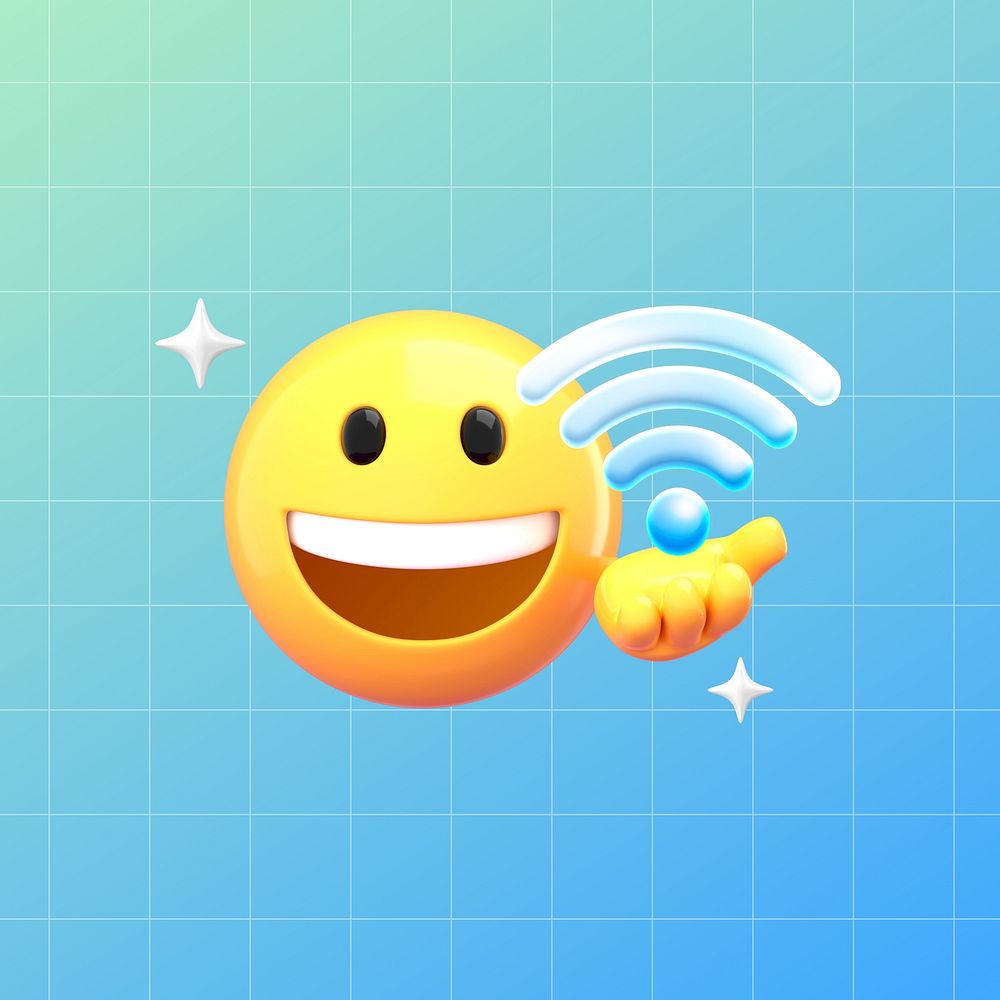 Wifi emoticon, technology 3D emoji