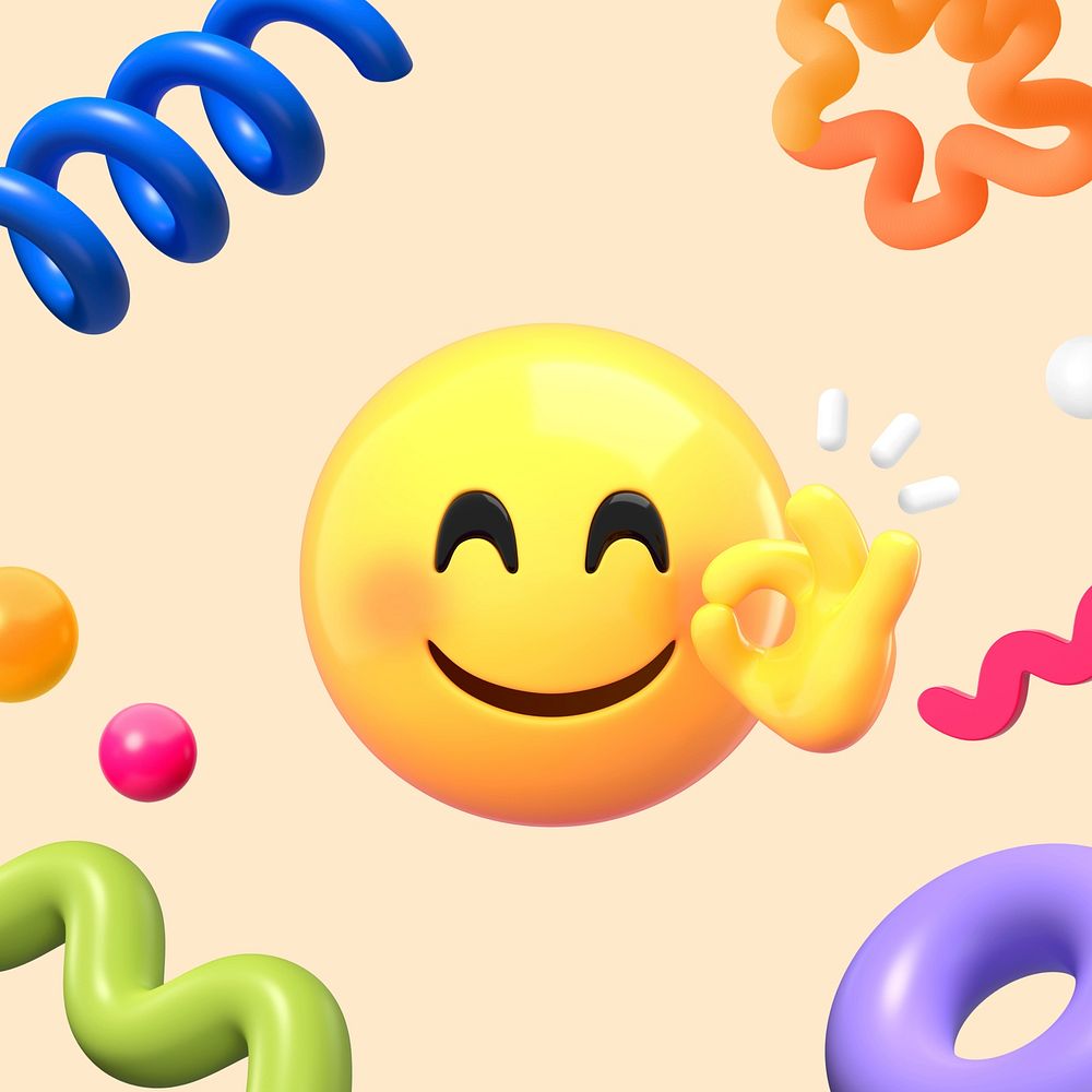 OK emoticon, 3D emoji design