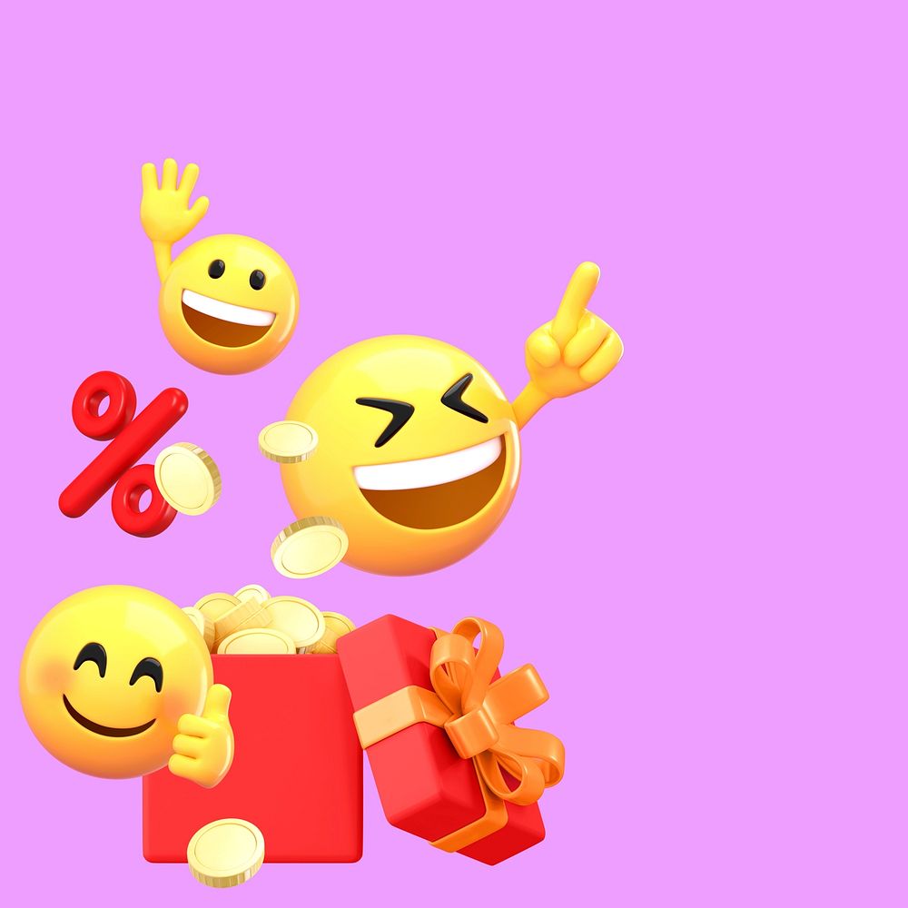 Sale pink border background, 3D emoji