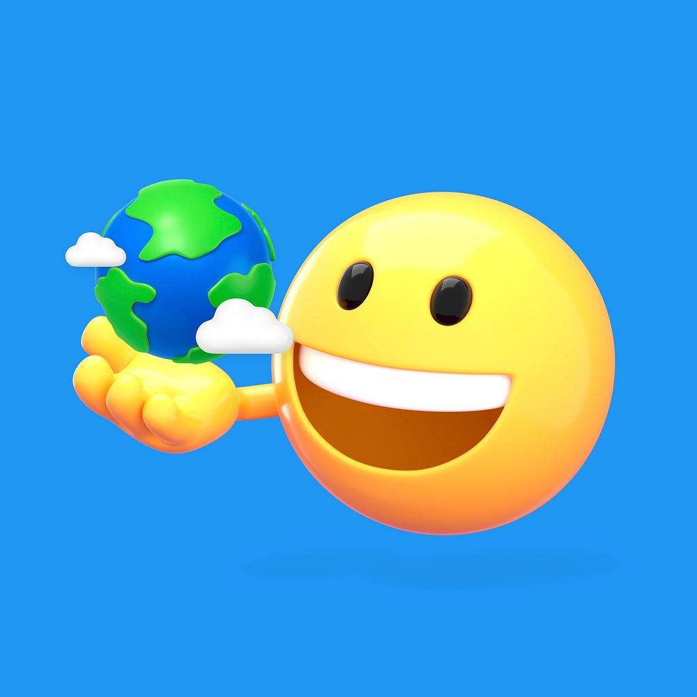 Save planet 3D emoji, eco-friendly emoticon