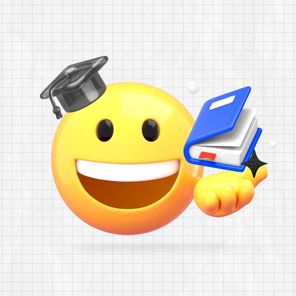 3D emoticon education, graduate emoji