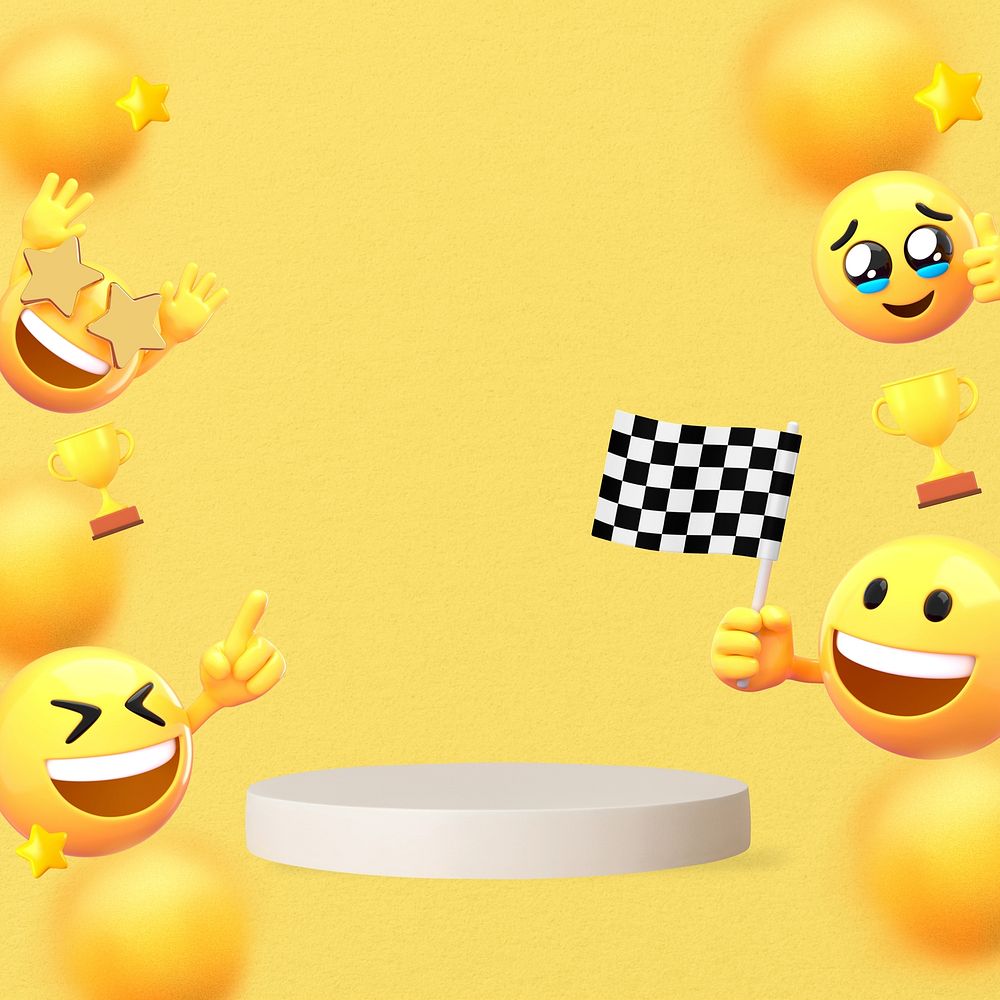 Winner product backdrop background, 3D emoji