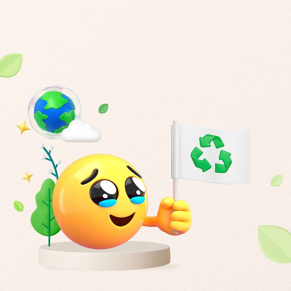 Environmental activists background, 3D emoji