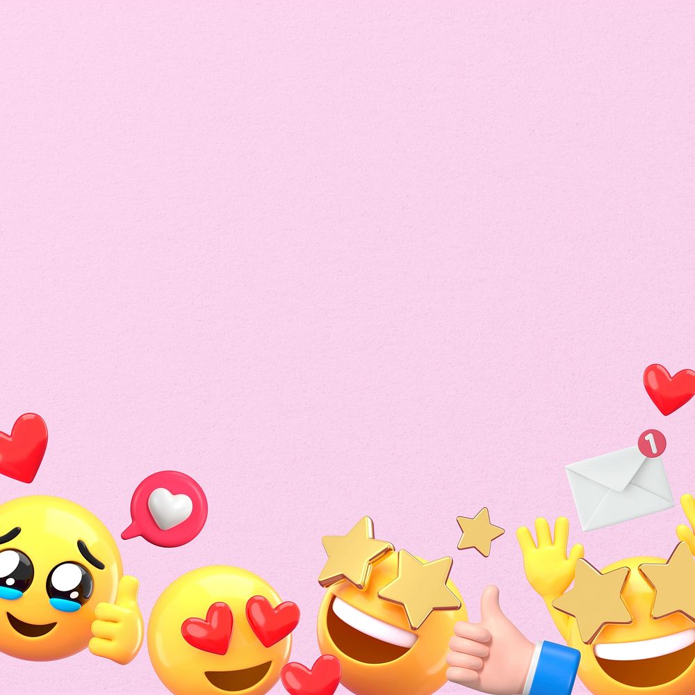 Social media engagement background, 3D emoji