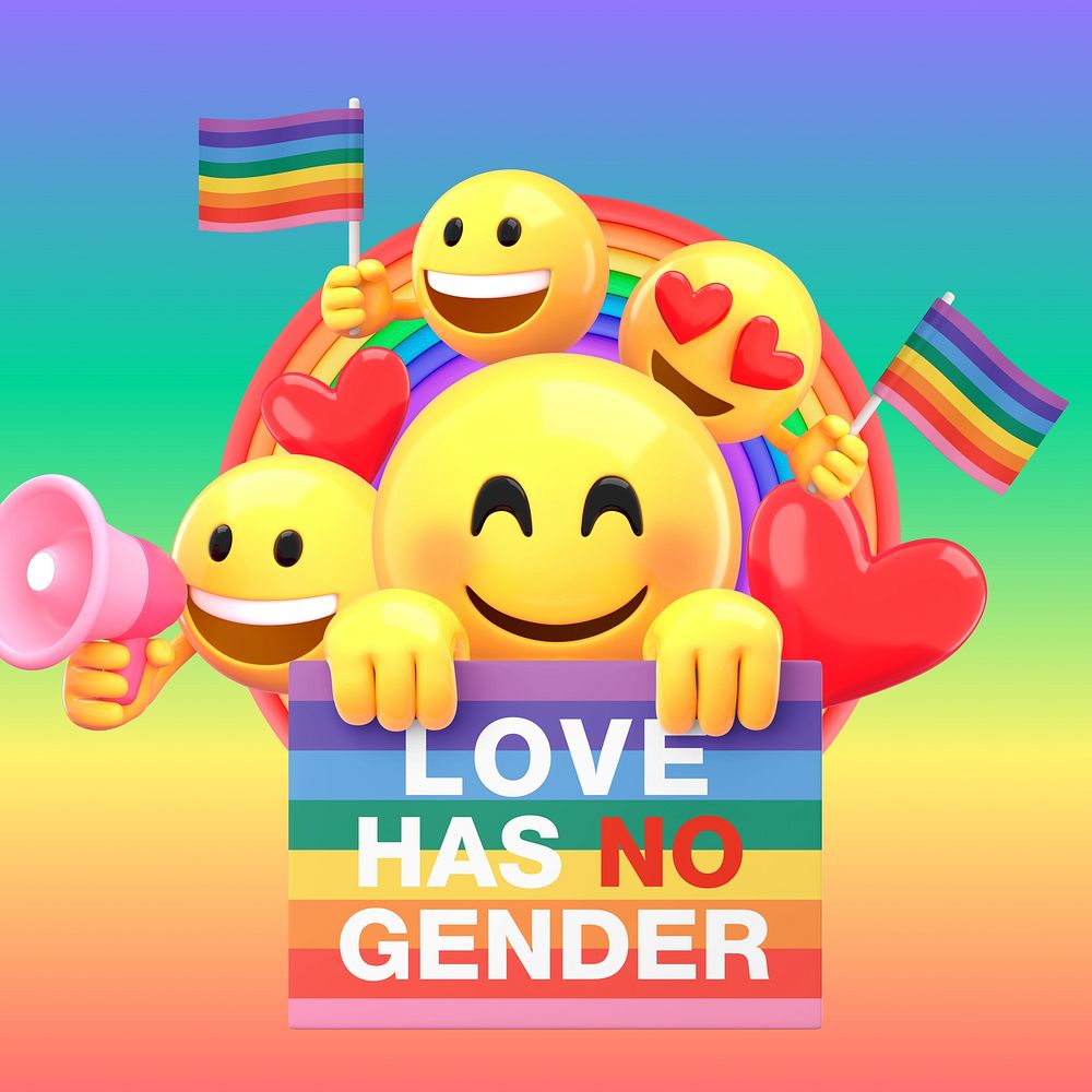 Pride LGBT love 3D emoji