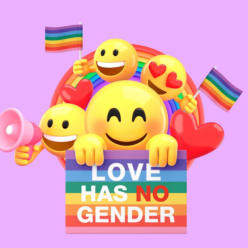 LGBT love emoticon, 3D emoji