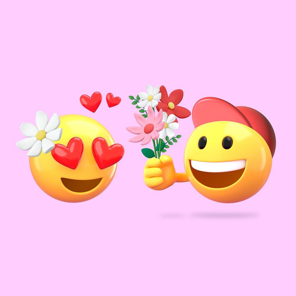 Dating 3D emoticon, cute emoji