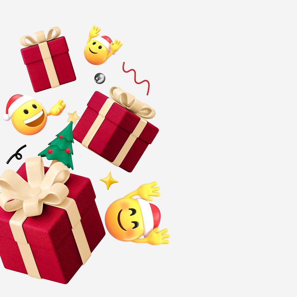 Christmas 3D emoji border background