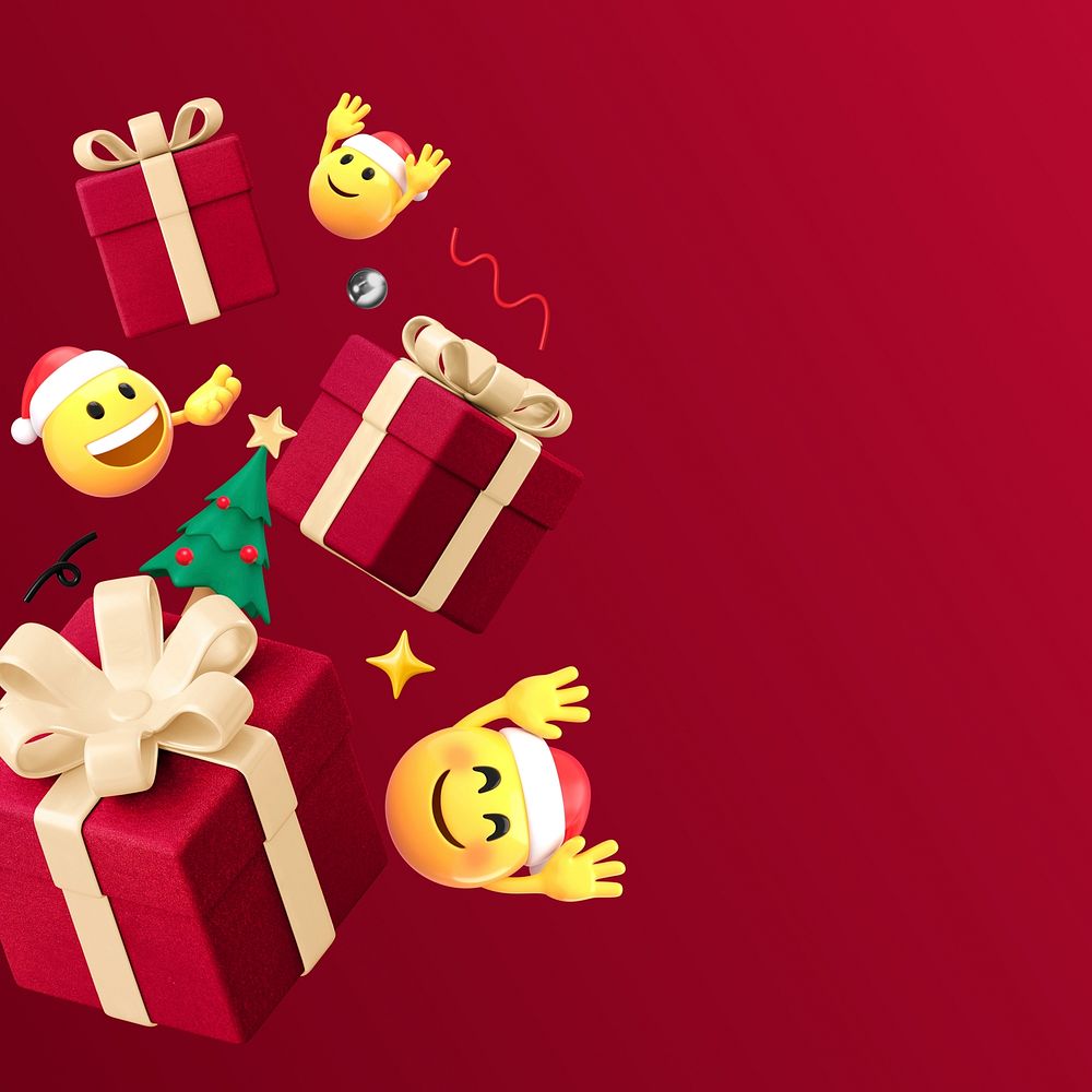 Christmas 3D emoji red background