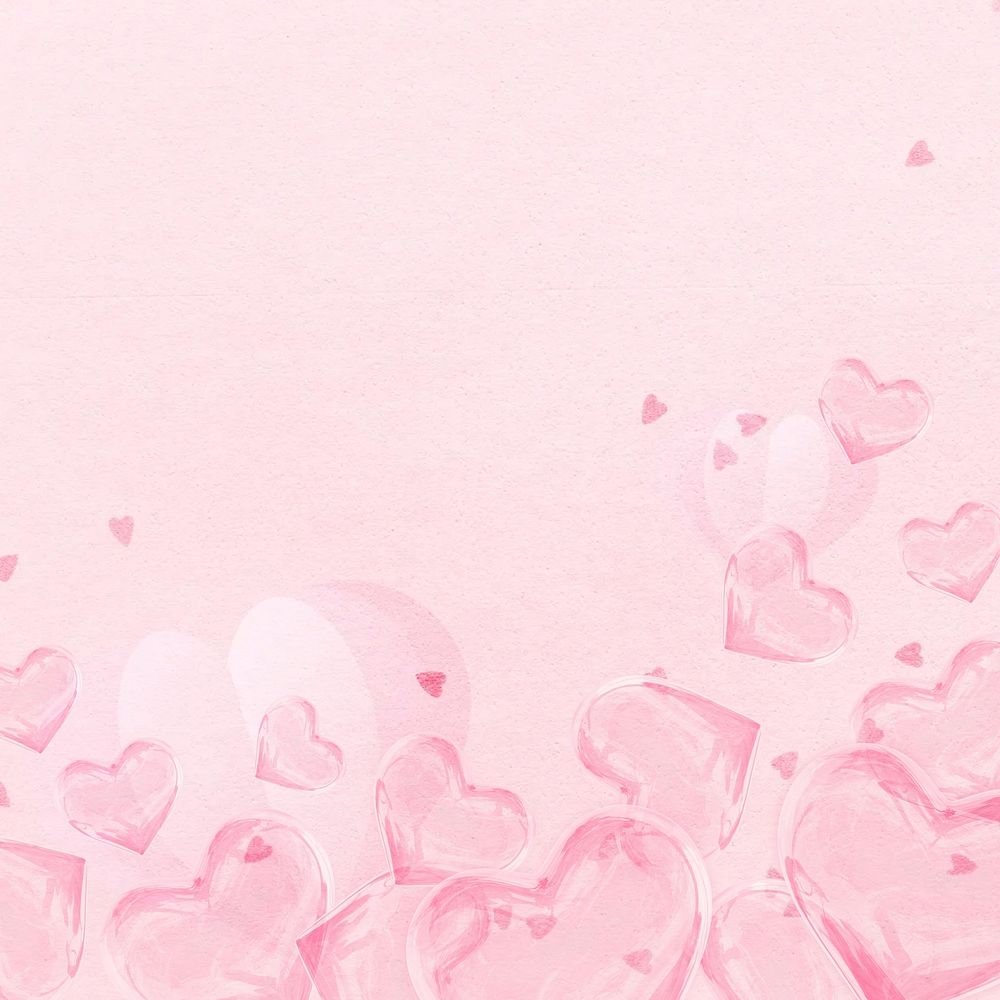Glassy hearts background, pink love design