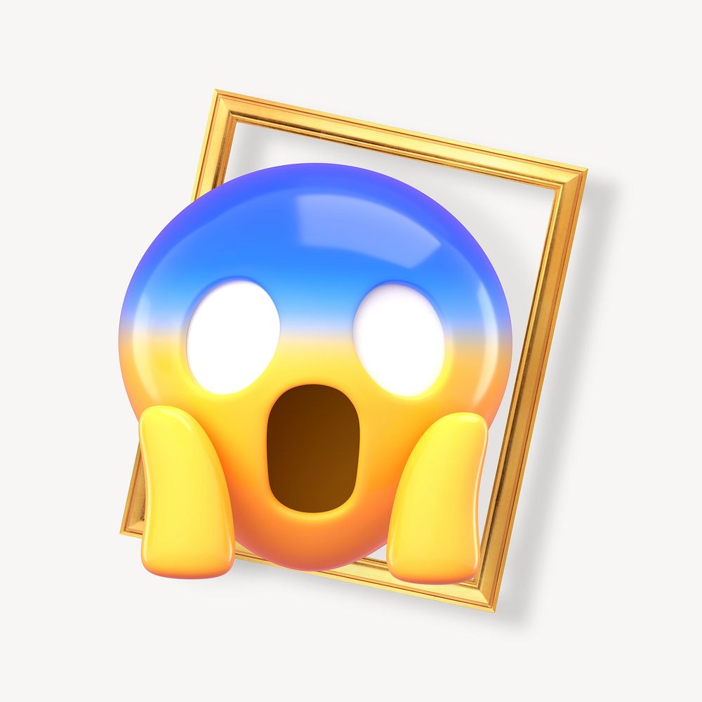 3D screaming face emoticon illustration
