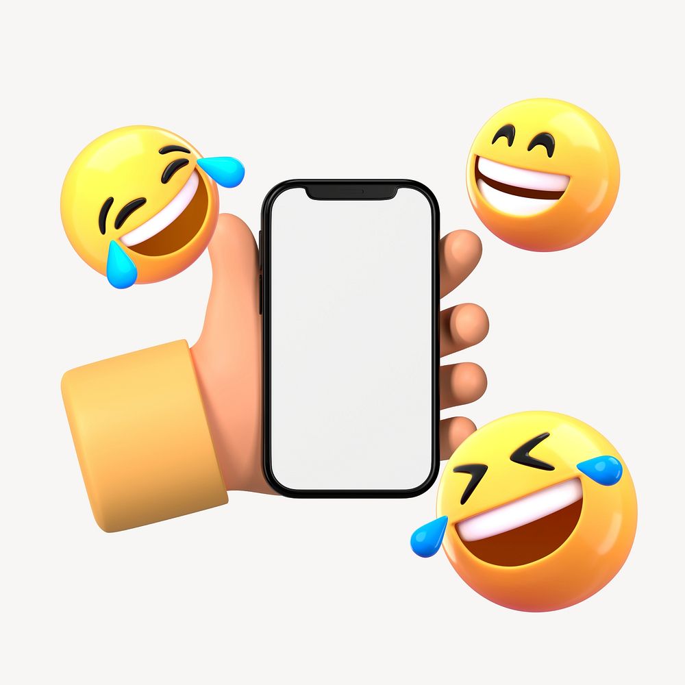 Happy emoticons, blank phone screen