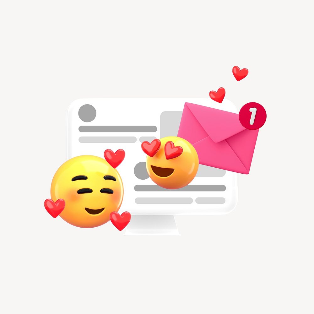 Love message 3D emoticon illustration graphic