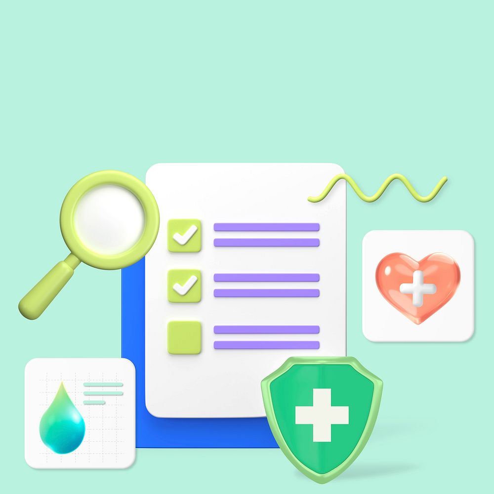 Health checklist 3D rendered illustration