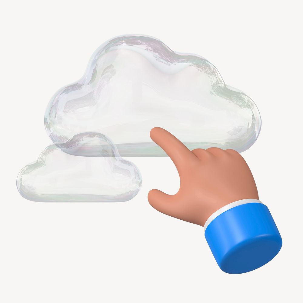 Technology cloud system, 3D hand illustration