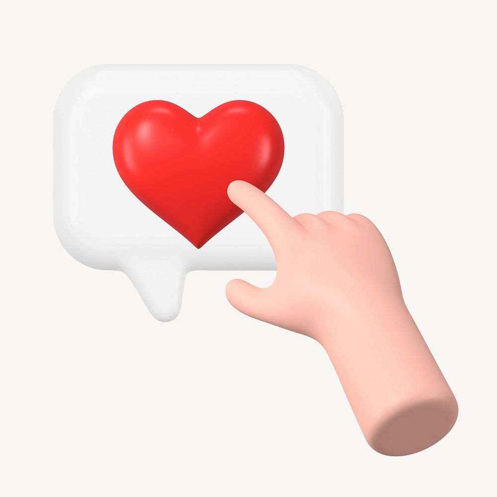 Finger tapping on heart, 3D love graphic