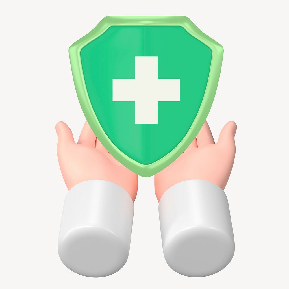 Health insurance, 3D hand presenting shield 