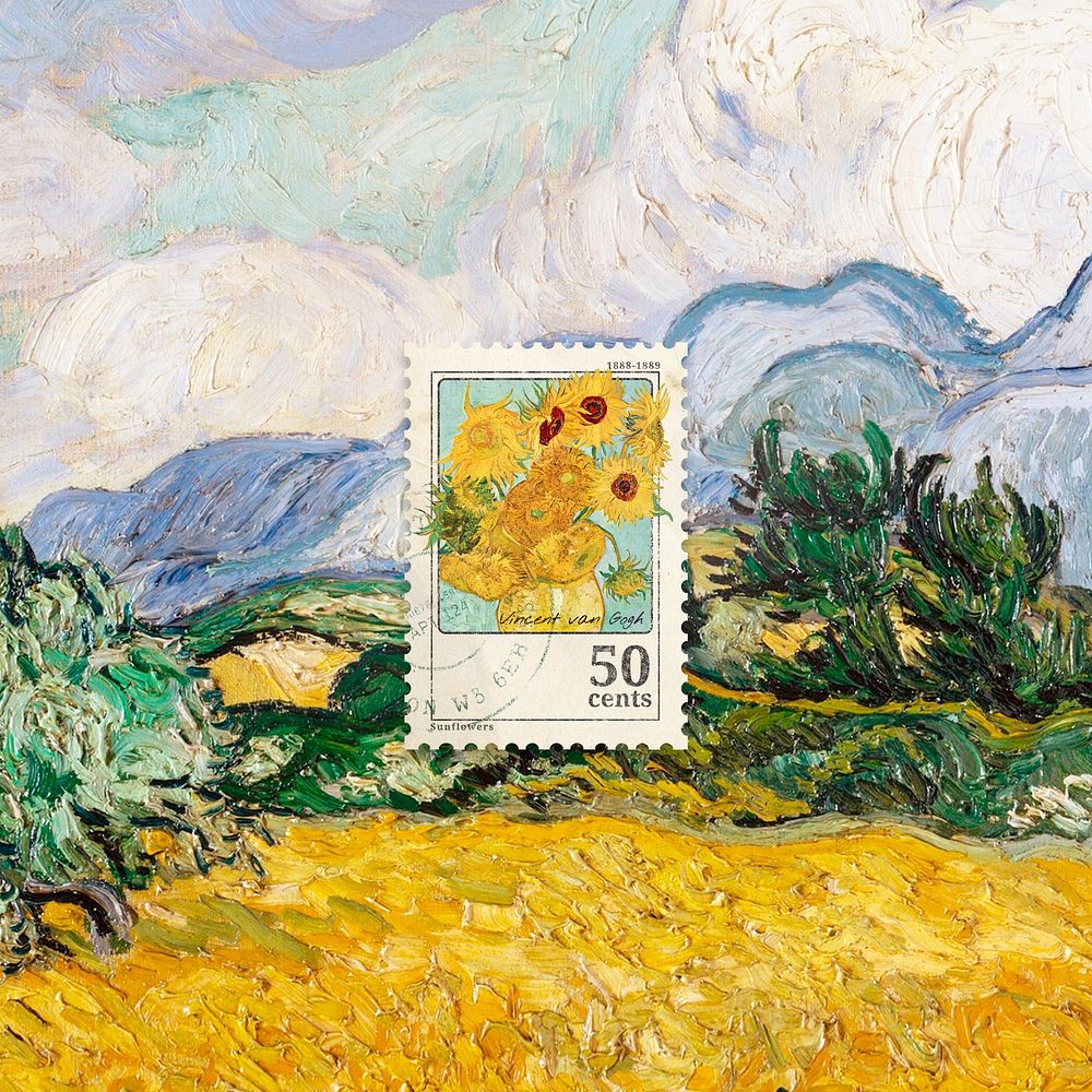 Van Gogh's sunflowers background, remixed by rawpixel