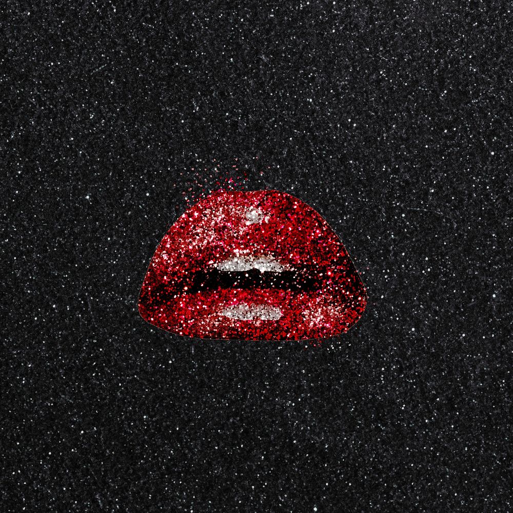 Aesthetic lips background, black design 