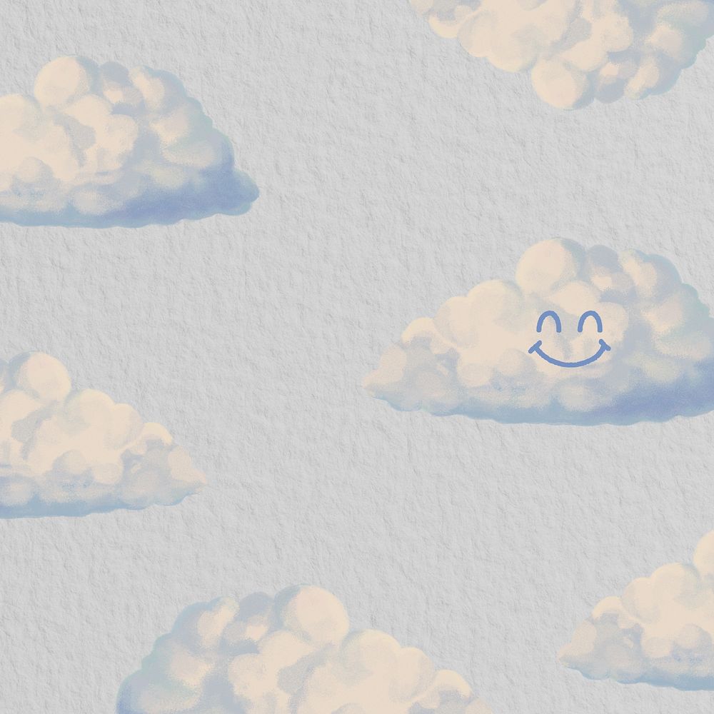 Blue smiling cloud pattern background