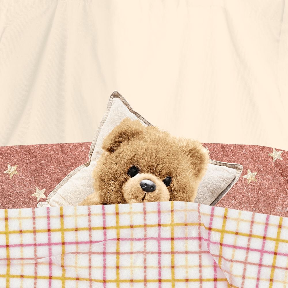 Teddy bear sleeping, cute background