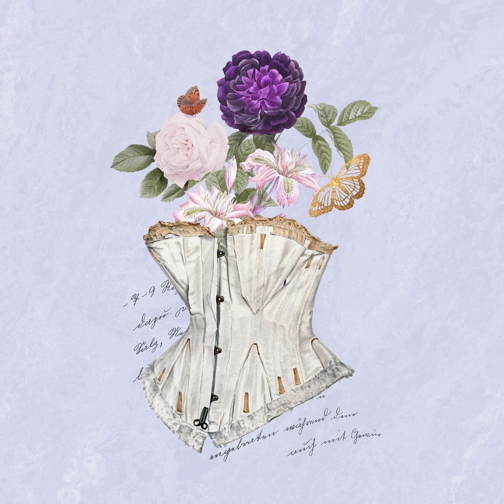 Flower and corset purple background