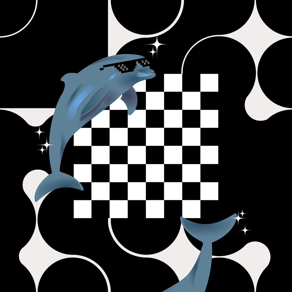 Checkered pattern background, swag dolphin remix