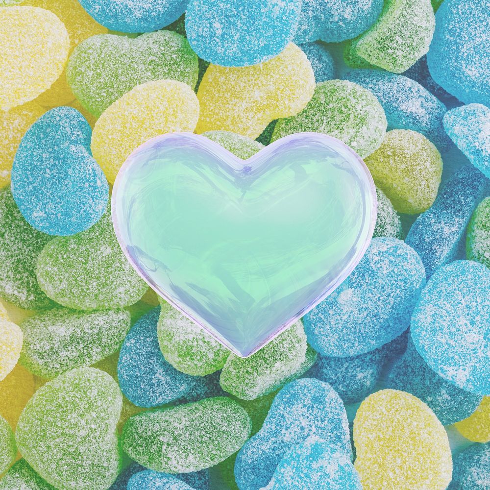 Heart candies background, blue & green design