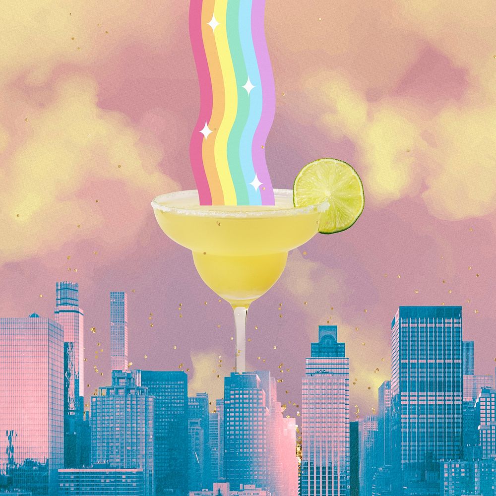 Aesthetic colorful cocktail background, rainbow design