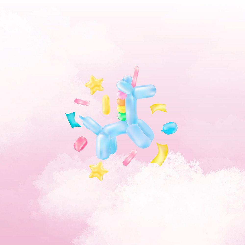 Aesthetic pink birthday background, balloon dog design