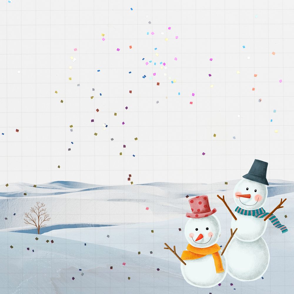 Snowman Christmas background, winter holidays
