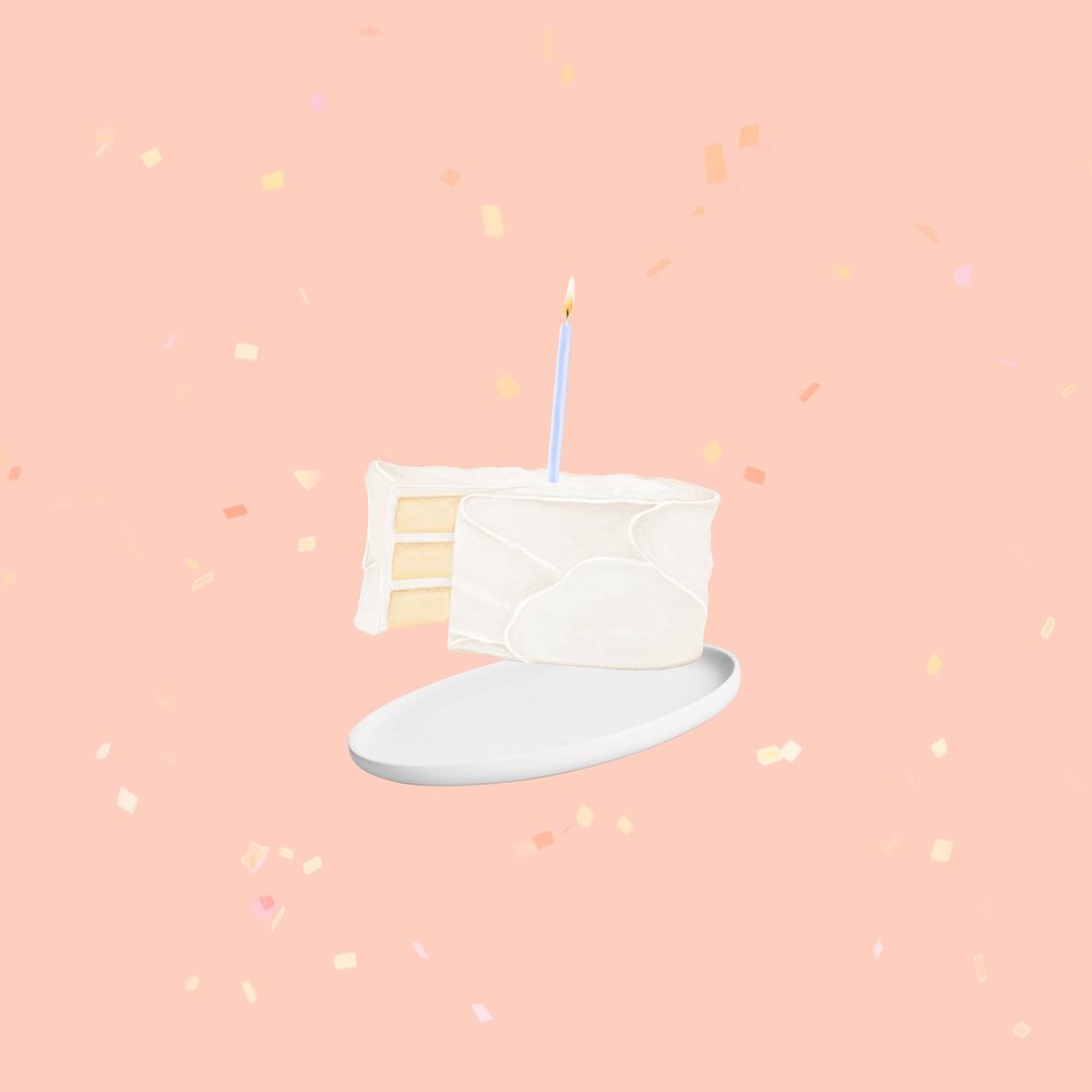 Birthday cake peachy background, vanilla cake design