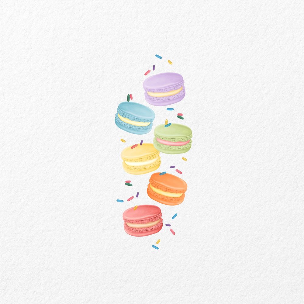 Cute macaron white background, dessert design