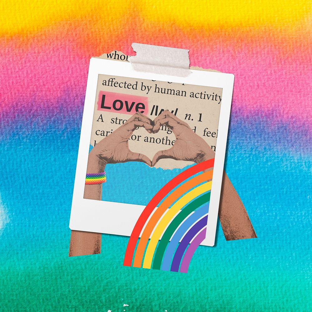 Aesthetic pride month background, instant photo design