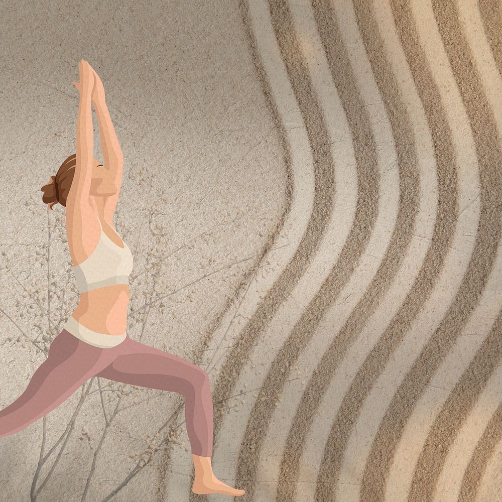 Aesthetic woman yoga background, brown design