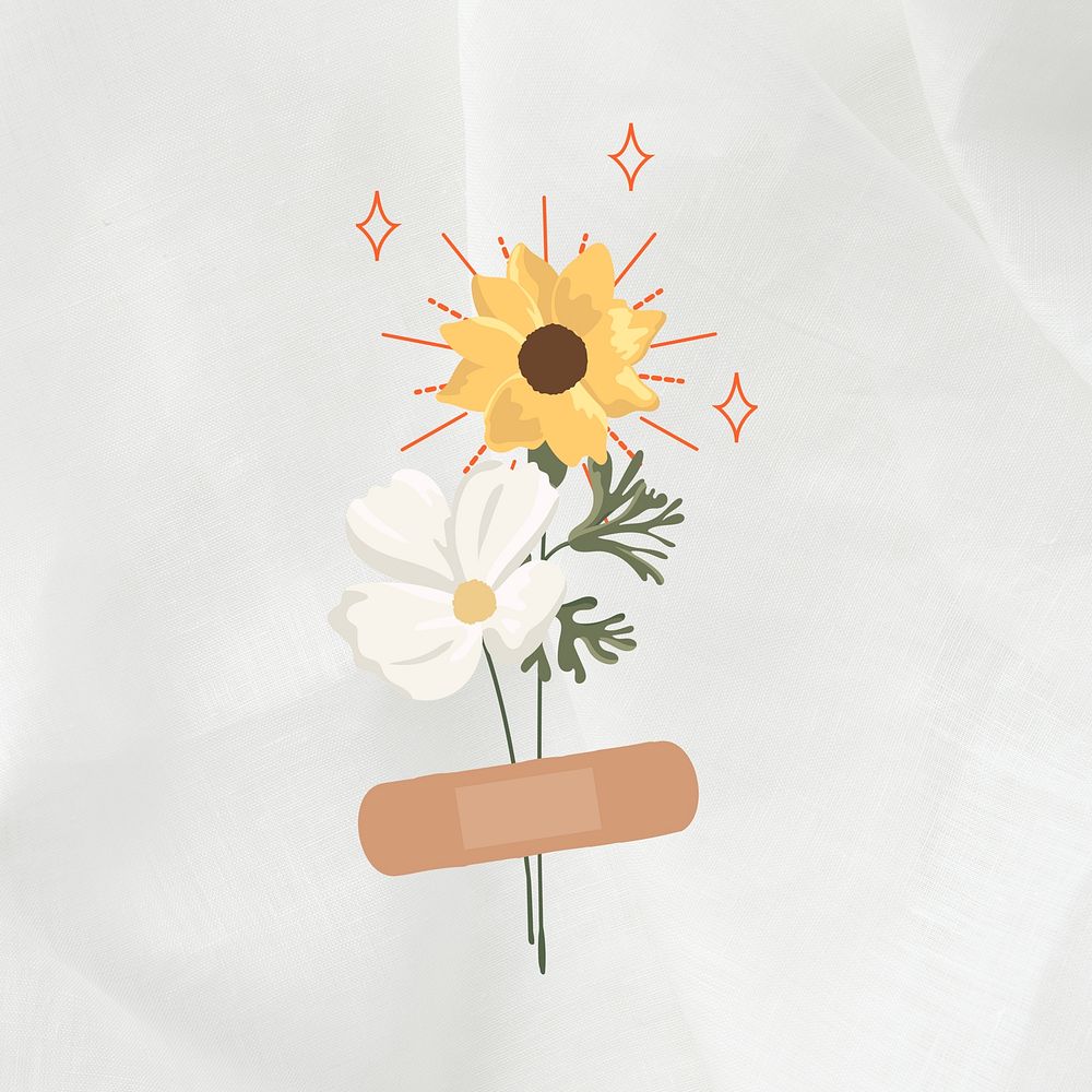 Cute flowers background, white paper texture