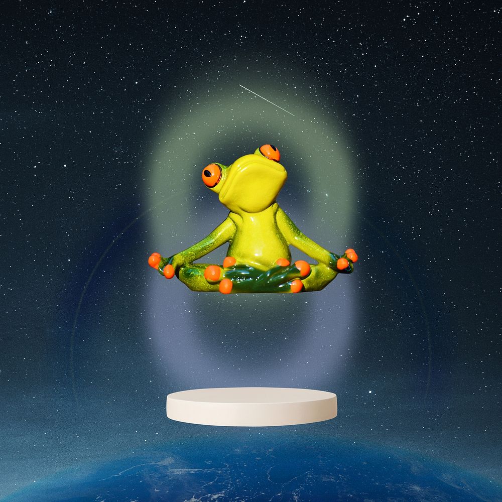 Meditating frog background, galaxy remix
