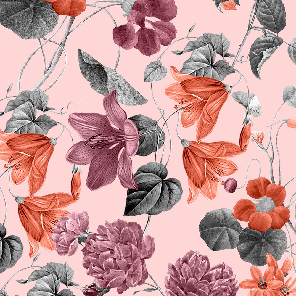 Vintage flower pattern background, pink design