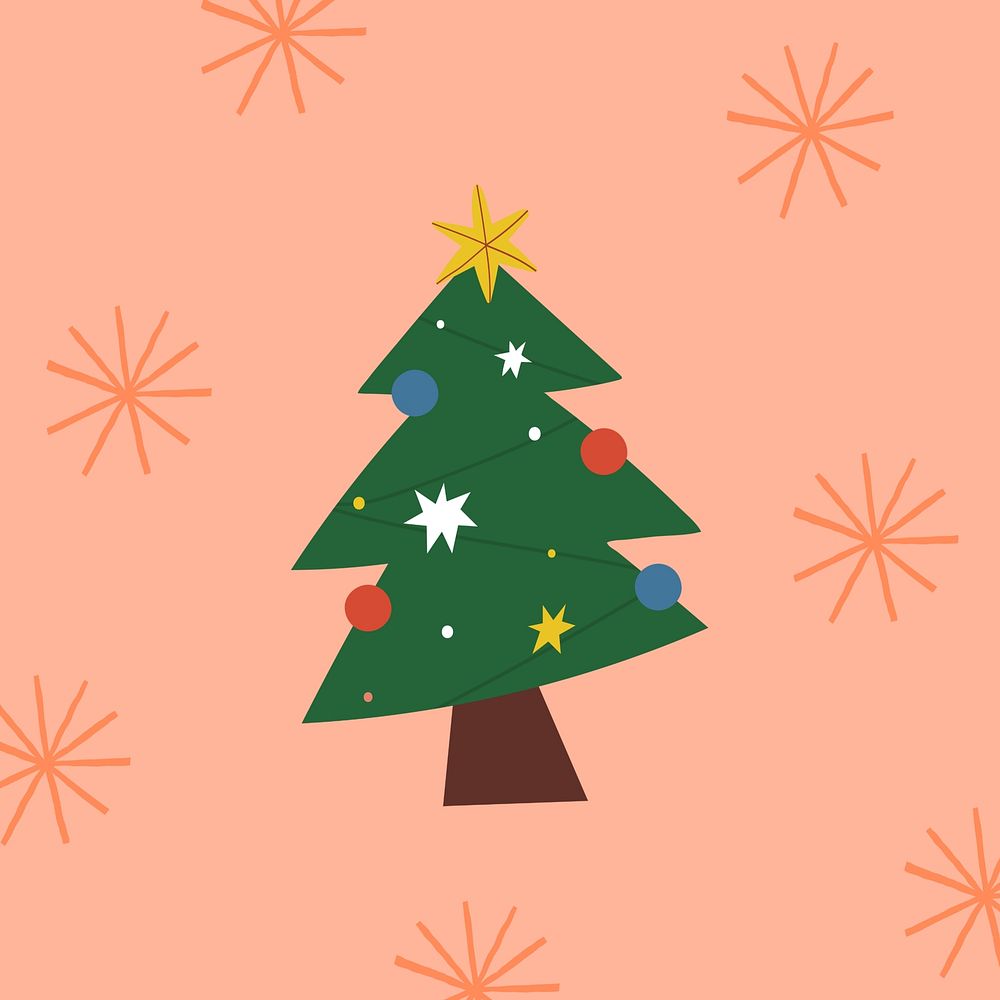 Christmas tree, cute illustration background