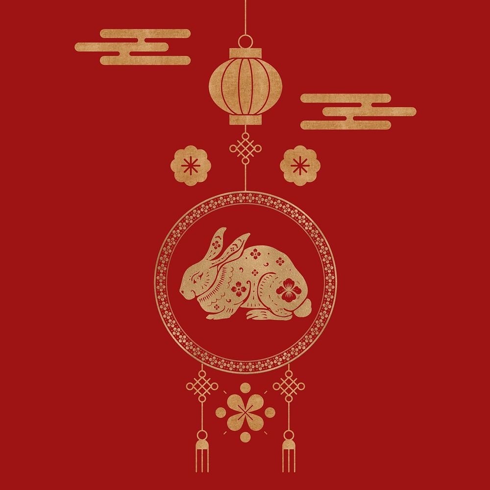 Chinese zodiac rabbit red background