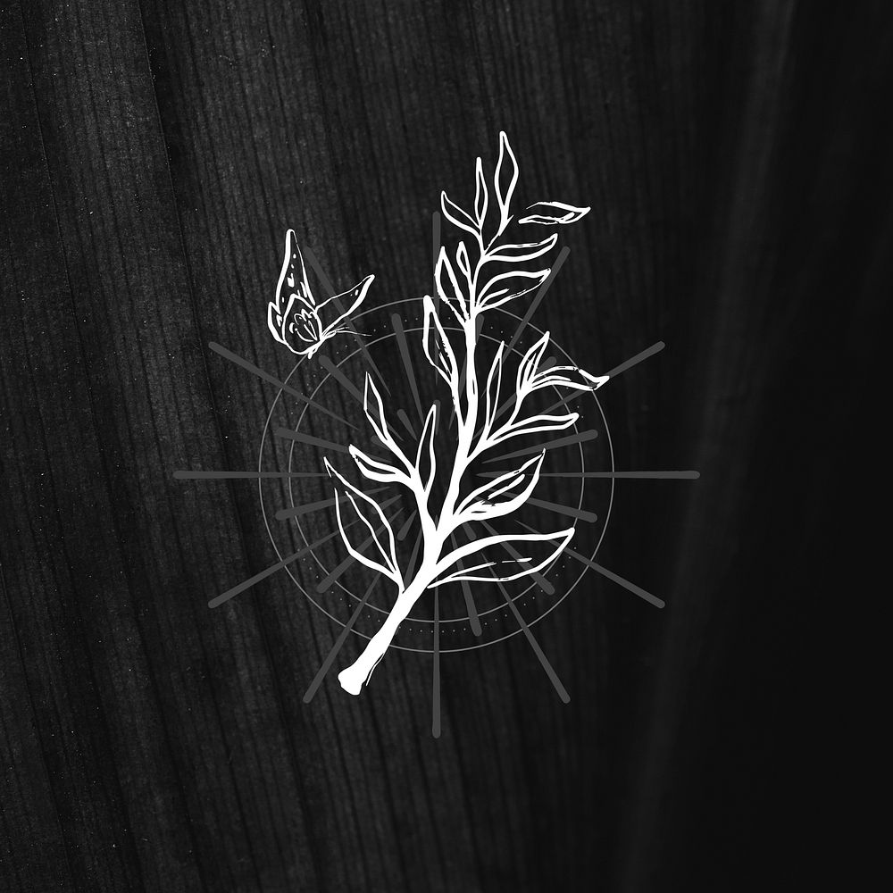 Dark doodle leaf background