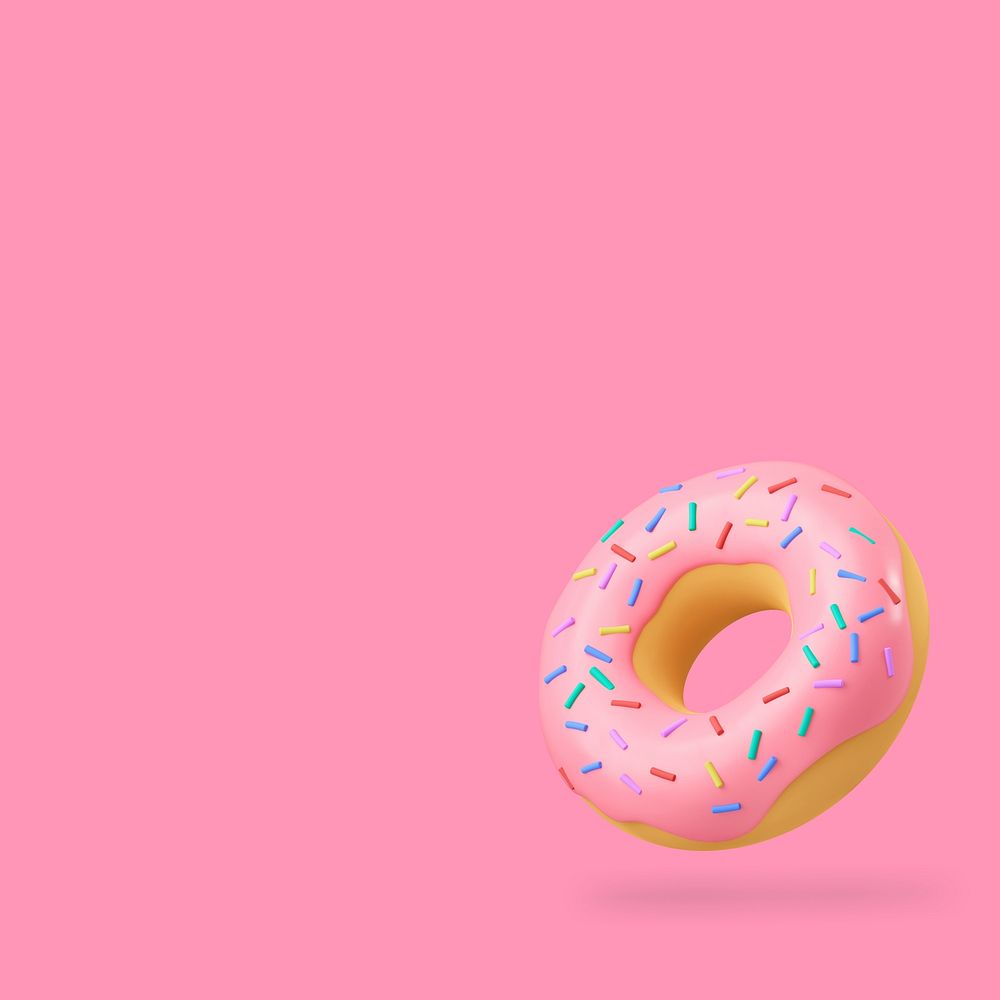 Cute pink donut background, food & drink design