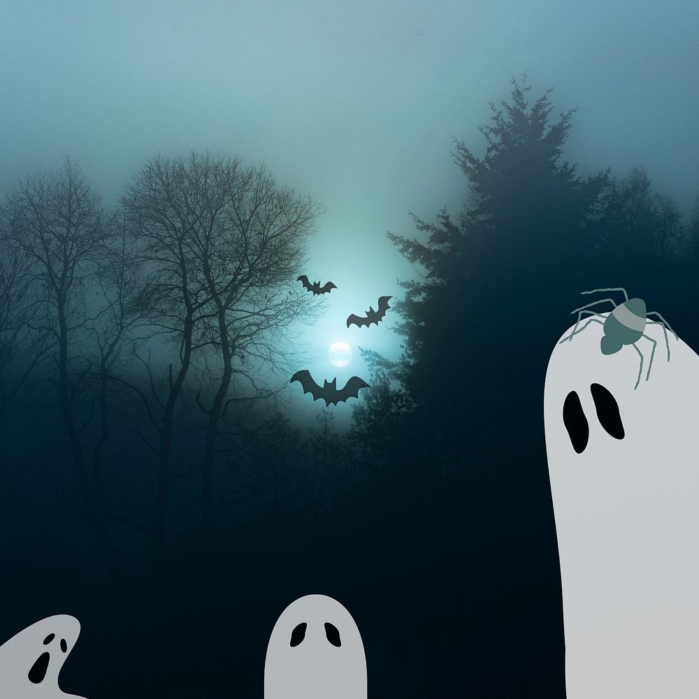 Aesthetic Halloween dark night background