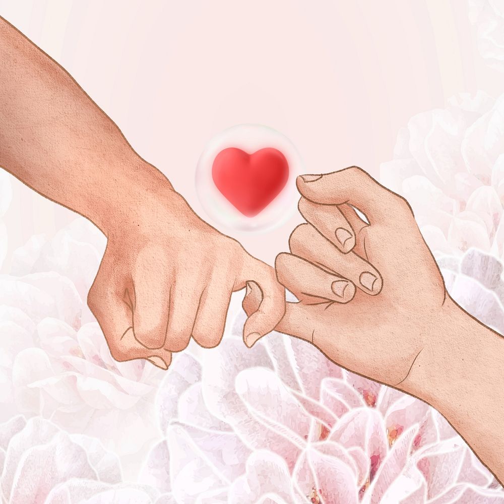 Aesthetic promise hands background, pink design