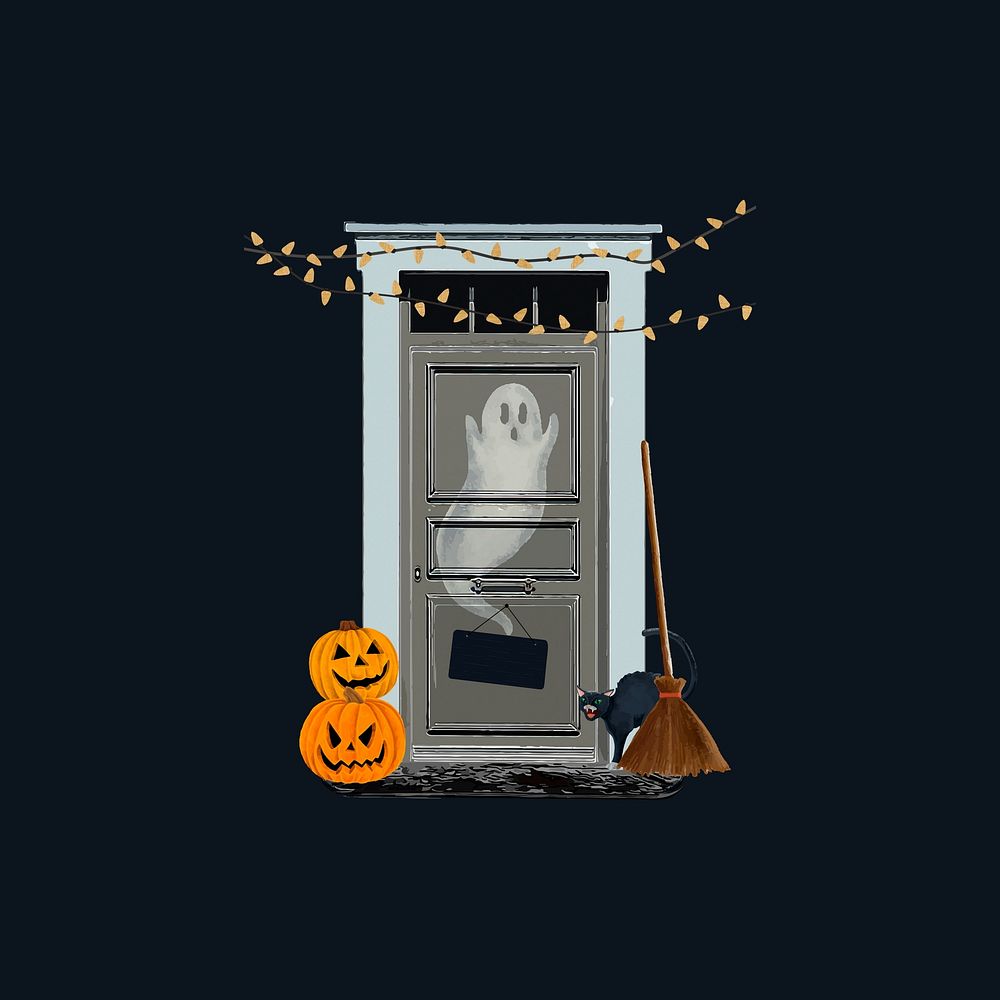 Aesthetic Halloween dark background, spooky door design