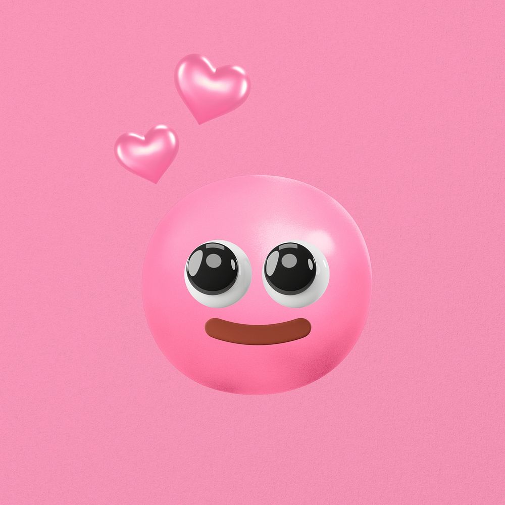 Aesthetic pink 3D emoticon background